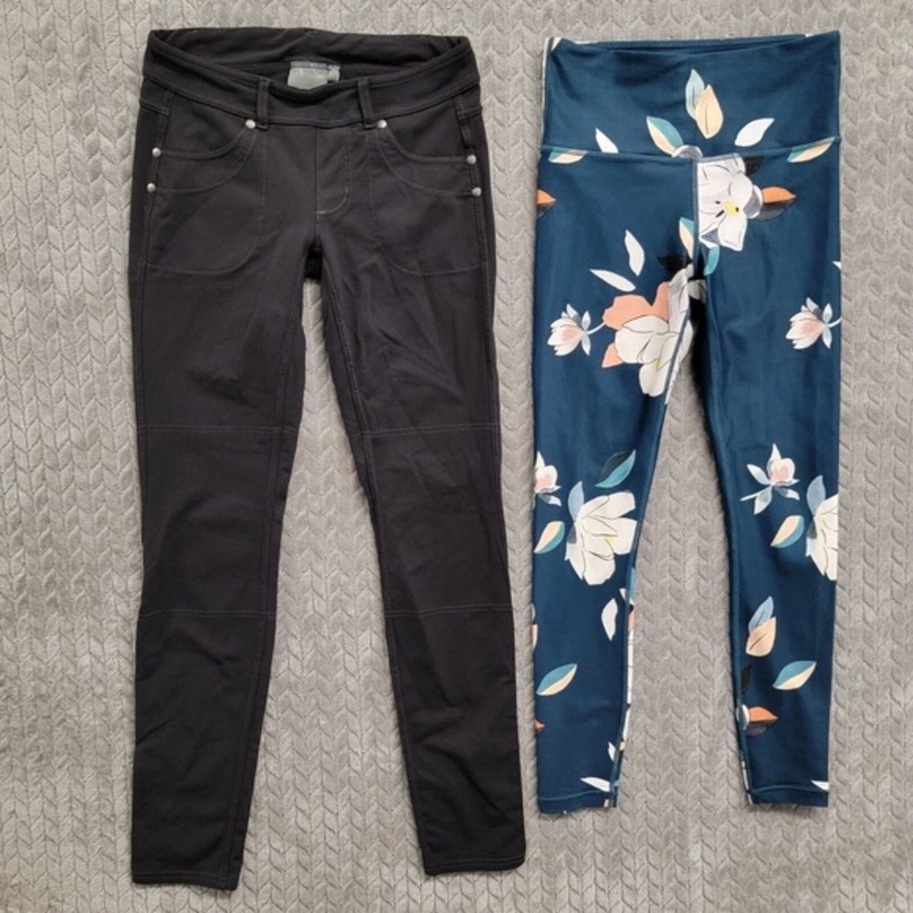 2 Athleta XS Leggings Bettona Utility Jeggings Skinny Pants Black Chaturanga